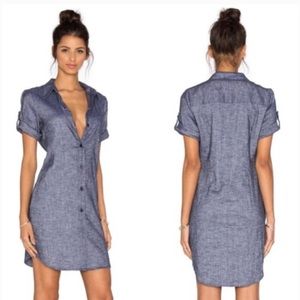 Theory Mayvine Blue Linen Shirtdress